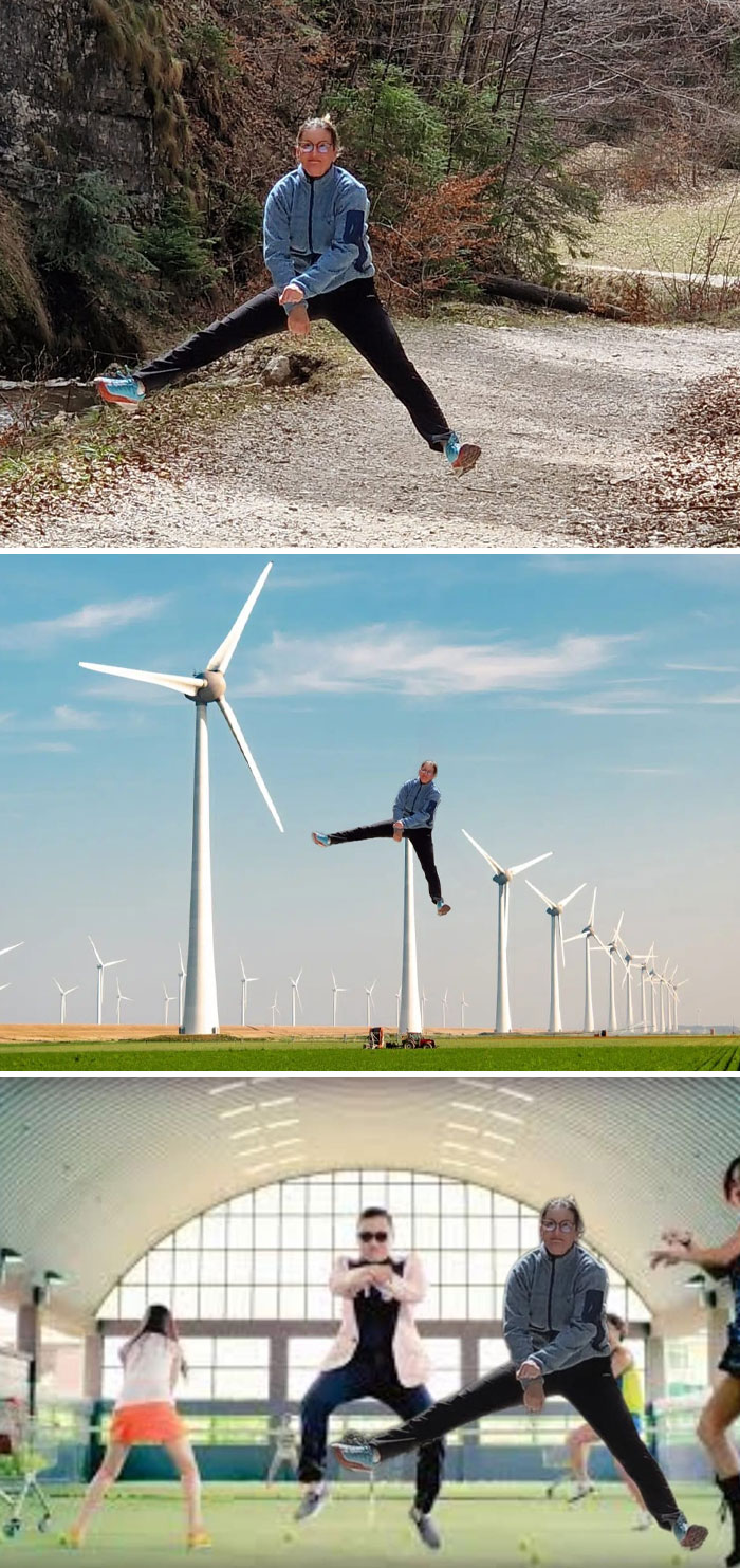 Person dropped into funny, stranger-edited scenes with a twist.