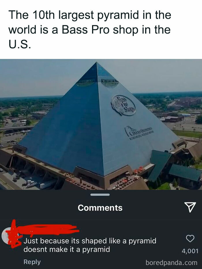 A U.S. Bass Pro Shop pyramid sparks a funny correction blunder.